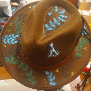 Handpainted Brown Felt Hat